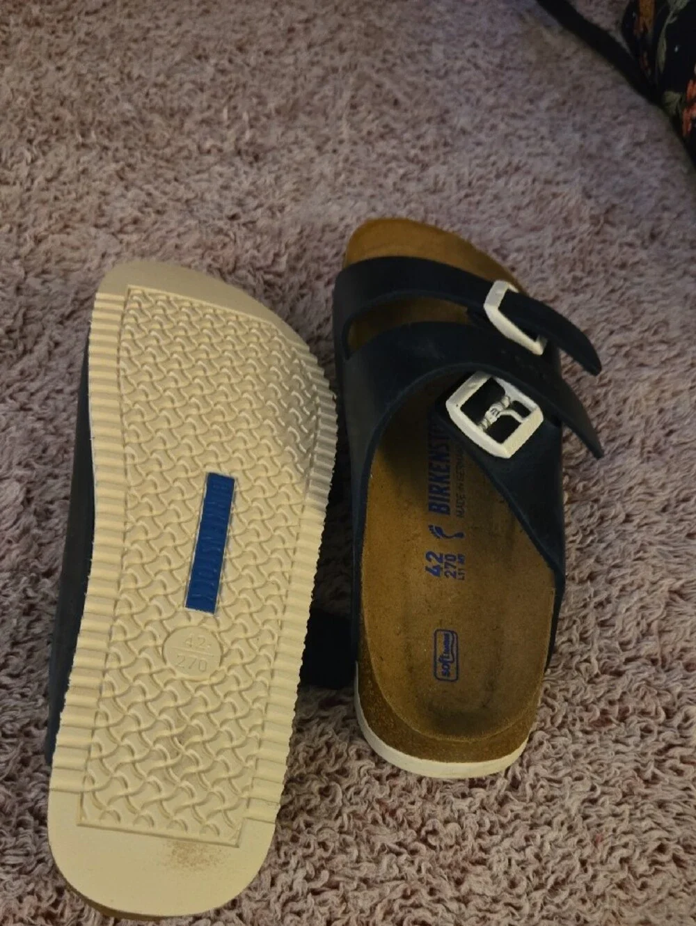 Mens Navy Blue Double-Strap Birkenstocks